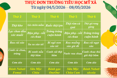 Thực đơn tuần 1/5